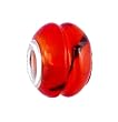 Pandora Style Charm Bead (Z318) Glass Style (13mm x 10mm) (fits Troll too) ~ Red-Orange with Black Stripes