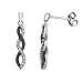 Infinity Dangling Drop White and Black Diamond Earrings in 1/7 Carat (ctw) in 10K White Gold