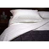 King Budget 180 Thread Count Luxury Sateen Stripe Duvet set in White