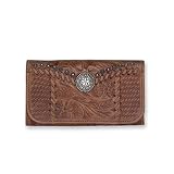American West Retro Romance Collection Ladies Tri Fold Wallet in Aged Mocha by American West