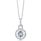 Sterling Silver Pendant Necklace in Round Clear Cubic Zirconia CZ