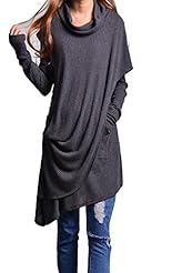 Cotton/Jersey/Viscose/Knit Stretchy Asymmetric Tunic 