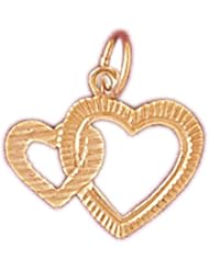 Dazzlers Solid 14k Gold Floating Double Heart Charm Pendant Available in three colors from jewelsberry (weights: 0.9 grams only)