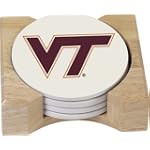 SAVE $1.00 - NCAA Virginia Tech Hokies Set of 4 Round Stone Coasters $14.95