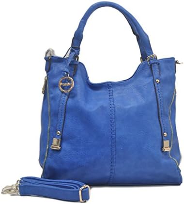 SORRENTINO Sori Collection "393" Lucky Double ZipperTote Designer Inspired Handbag for Classy Women (Blue)