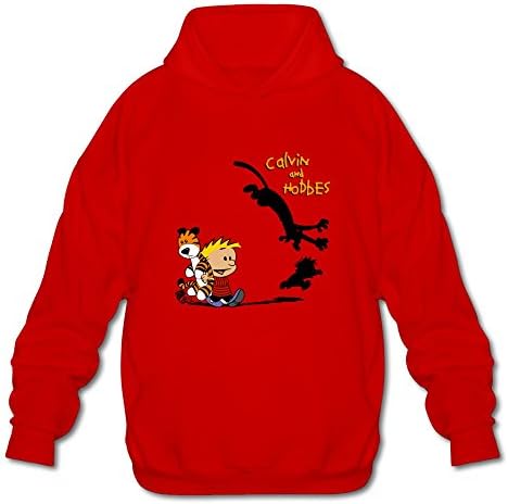 YOMAIT Thomas Hobbes Tiger Calvin And Hobbes Men's Hooded Shirt XL Red