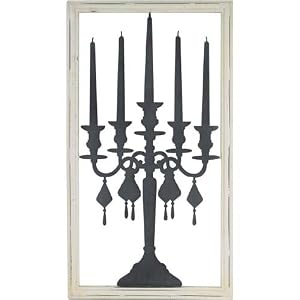 Framed Candelabra Silhouette Wall D&eacute;cor, Trompe L'Oeil