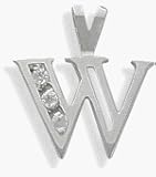 Ladies White Gold 0.06 tcw Diamond W Initial Pendant