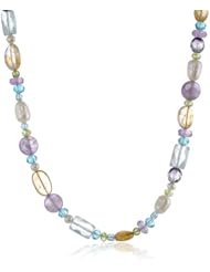 Multi-Gemstone, Crystal and White Freshwater Cultured Pearl Necklace, 16" + 3"