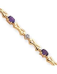 14k Gold Completed Fancy Bow-Tie Link Diamond/Amethyst Bracele