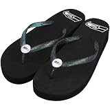 NFL Seattle Seahawks Ladies Wedge Flip Flops - Black (5/6)