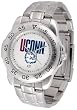 Connecticut Huskies - UConn Suntime Mens Sports Watch w/ Steel Band - NCAA College Athletics