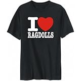 T-Shirt Mens Black  I love Ragdolls  Cats