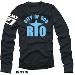 Rio city of god SIEMPRE SAMBA langarm T-Shirt Designer schwarz/blau