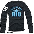Rio city of god SIEMPRE SAMBA langarm T-Shirt Designer schwarz/blau
