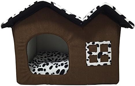 Hotmart High-End Double Pet House Dog Room 55 x 42 x 40cm, Coffee