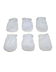 Baby Product: 6 Pairs Solid White Cotton Newborn Baby/infant No Scratch Mittens Gloves - Tamsmart