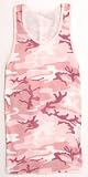 Pink Camouflage Camo novelty print ribbed cotton tank shirt available in 5 adult sizes, 100% cotton 13 colors