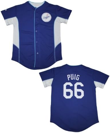 MLB Los Angeles Dodgers Puig #66 Youth Button Down Baseball Jersey