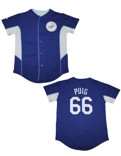 MLB Los Angeles Dodgers Puig #66 Youth Button Down Baseball Jersey