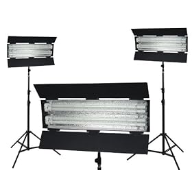 3-Point Fluorescent Lighting Kit, 5400K - 1500W Hotlight Equiv.