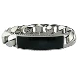 Mens Stainless Steel Bracelet w/ Black Onyx, 8"
