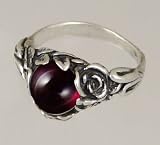 An Elegant Sterling Silver Gothic Ring Featuring a Lovely Garnet Gemstone Made in America