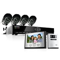 Defender SN301-8CH-002 8 Channel H.264 Smart DVR Security System with Coaching iMenu and 4 Indoor/Outdoor Hi-Res CCD Night Vision Surveillance Cameras & GK300-7M2 Color Video Intercom Security System