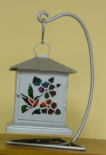 Silver Hummingbird Lantern with Stand