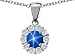 1.70 cts 14K White Gold Plated 925 Sterling Silver and Lab Created Round Star Sapphire Pendant