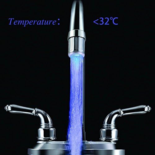AMAZING162 2PCS LED Color Temperature Control Three Color Faucet - Shadowy Blue - Fresh Green - Red Color Turning(WITHOUT Internal thread adapter)