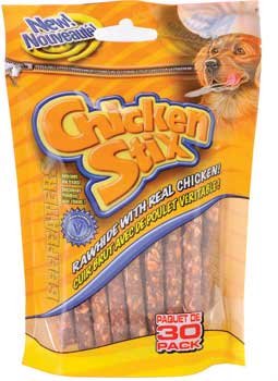 More image 2PK Chicken Rawhide Munchy Stix 5 - 30 Pk (Catalog Category: Dog / Dog Treats)