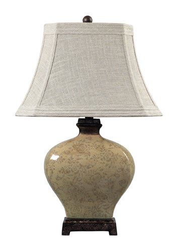Sterling Industries 113-1132 French Distressed Sky Valley Floral Ceramic Table Lamp, Sand Linen Shade