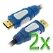 iKross 15 feet HIGH SPEED HDMI STANDARD Male to Male Gold Plated Cable (2 pack) For Sony PlayStation PS3/JVC Everio HD GZ-HD6/FujiFilm 3D Series real 3d w3 /JVC Everio HD GZ-HD30 /Panasonic Hi-Def HDC-SD5 /Hi-Def HDC-SX5