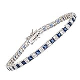 Liu's C.Z and Sapphire Bracelet-Gorgeous Tennis Style Bracelet-Illustrious Deep Blue Sapphires