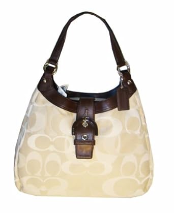 Authentic Coach Soho Textured Optic Signature Large Lynn Hobo Handbag 17393 Light Khaki