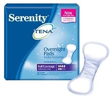 Serenity/Tena Overnight Pads Full Protection, Case/90 (3 bags of 30)
