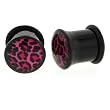 Black Acrylic Single Flare Plug - Pink Leopard Logo - 00g - Sold as a Pair