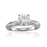 GIA Certified 14k White Gold Solitaire Diamond Engagement Bridal Ring Band (H, VS2, 0.91 carat) - Money Back Guarantee