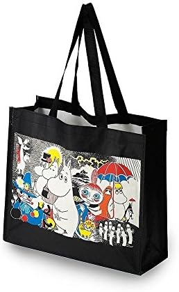Moomin Family New Black Strong Reusable Waterproof Travelling Shopper Shopping Grocery Supermarket Market Tote Laundry Beach Storage School Children's Handbag Bag (1 Bag)