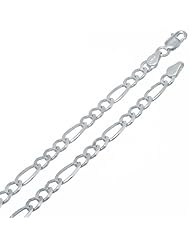 4MM Thick - Figaro Link Chain Necklace/Bracelet - Genuine .925 Solid Sterling Silver