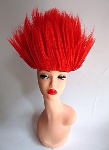 Deluxe Red Troll Doll 90's Spiky Bright Costume Wig by Simon Says