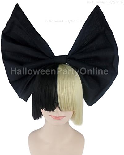 Halloween Party SIA Black &amp; Blonde Wig Black Bow Costume Cosplay Online HW-205