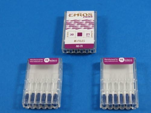 Dental Endodontic Files K 21 mm No 30 Ni-Ti Kit 3 / Pack EHROS