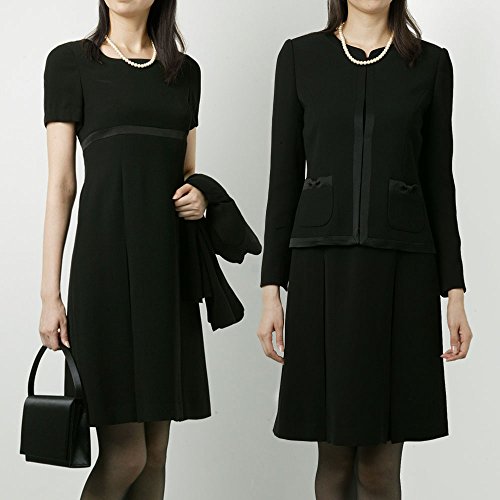 (エイメル) Amel ブラックフォーマル用ノーカラージャケット×ワンピーススーツ