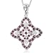 Flower Natural Garnet and Diamond Necklace Pendant in Sterling Silver -2.27 cttw, 18"