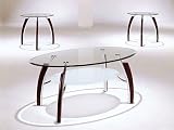 Review TheFurnitureSource  / Modern Style 3 PIECE GLASS TOP COFFEE TABLE SET Wood and Chrome - Coffee Table & 2 End Tables