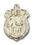 Gold Filled St. Michael the Archangel Pendant with Stainless Gold Heavy Curb Chain 24 inch