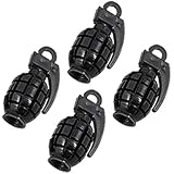 uxcell&reg; 4 Pcs Metal Plastic Pure Black Grenade Shape Car Tire Valve Cap