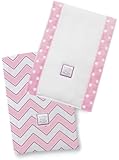 SwaddleDesigns Baby Burpies, Pink Chevron (Set of 2 Burp Cloths)